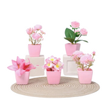 3 Pink Artificial Plants With Pink Pot