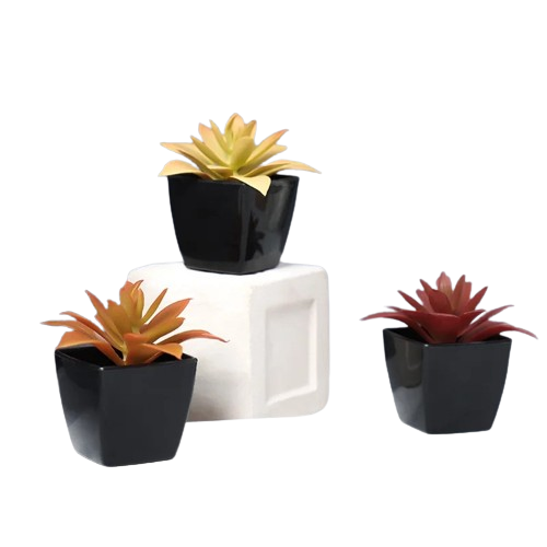 small artificial plants in black pots 3 Small Agave Artificial Plants With Black Pot