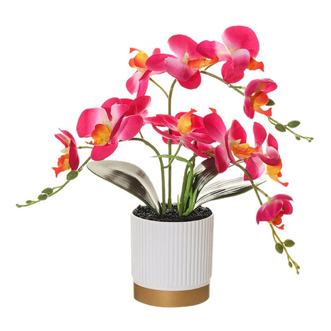 Artificial Dark Pink Orchid Pot