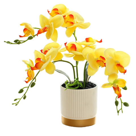 Artificial Yellow Orchid Pot