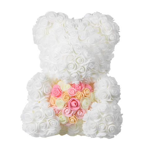 Artificial Beige Rose Teddy Bear