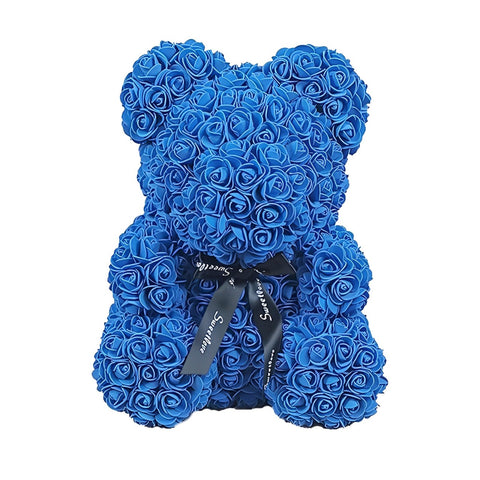 Artificial Blue Rose Teddy Bear