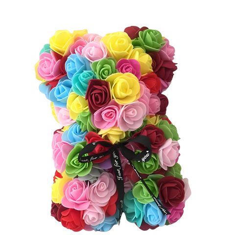 Artificial Multicolor Rose Teddy Bear