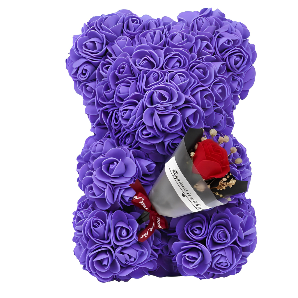 Artificial Violet Rose Teddy Bear Zelda Shop
