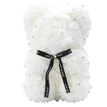 Artificial White Rose Teddy Bear