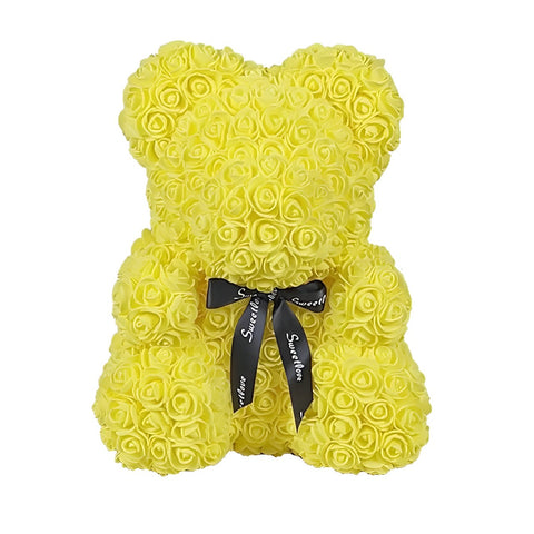 Artificial Yellow Rose Teddy Bear