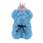 Crown Blue Fake Rose Teddy Bear