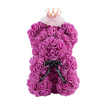 Crown Fuchsia Fake Rose Teddy Bear