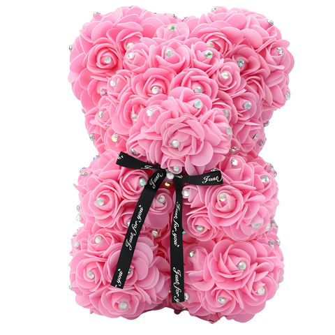 Faux Pink Rose Teddy Bear