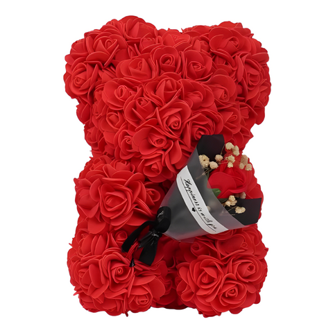 Faux Red Rose Teddy Bear