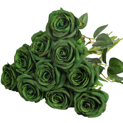 Artificial Green Roses Bouquet