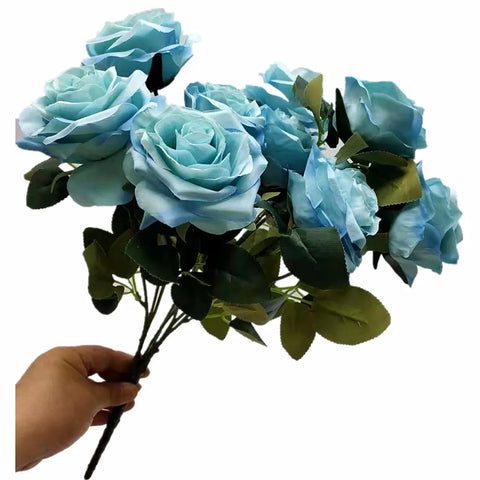 Artificial Light Blue Roses Bouquet