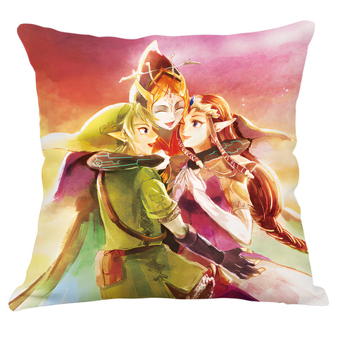 Link And Zelda Artwork Pillow