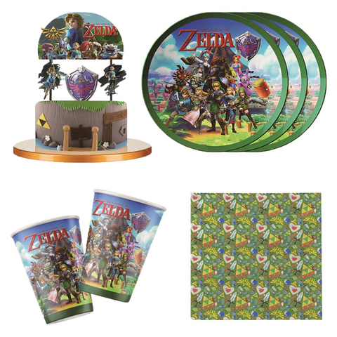 Zelda Birthday Party Tbaleware Supplies- Zelda Plates and Napkins for 20  Guests Disposable Zelda Birthday Party Plates and Cups and Napkins Sets
