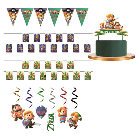 Legend Game Party Decorations Set, Zelda Theme Birthday Supplies Include  Banner, Balloons, Cake Topper and Classic Zelda Party Honeycomb for Boys  and